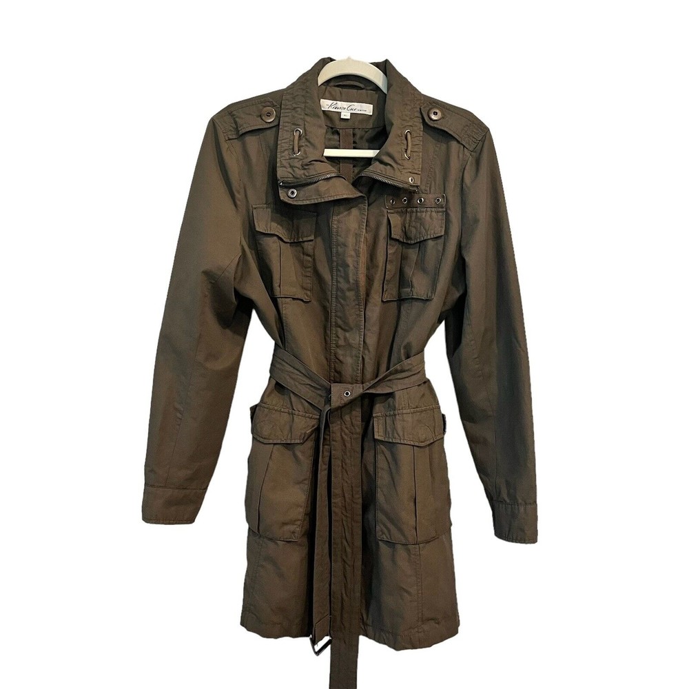 Kenneth Cole GIII Military Jacket Womens XL Army Green Belted Lined Utility (C)
